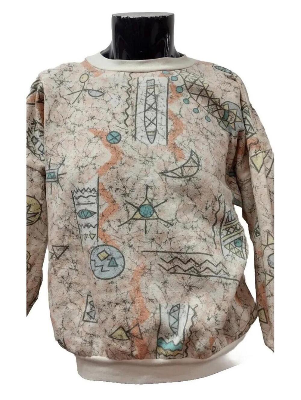 Vintage Sweatshirt Sherbert Abstract GRAPHIC 50s PRINT ART MEETS 80s JUDY KNAPP